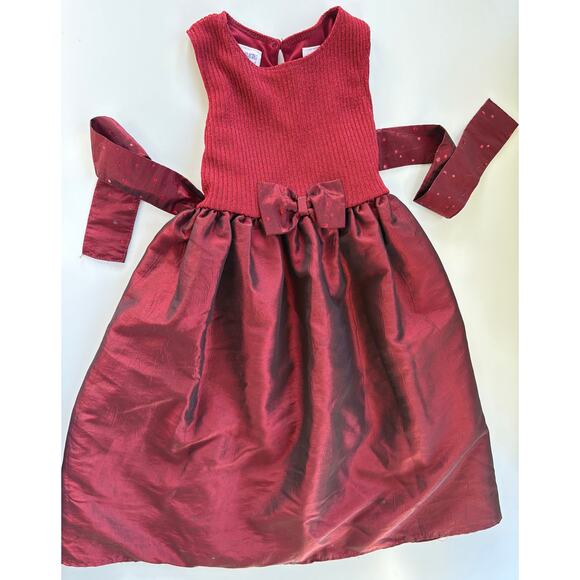 Blueberi Boulevard Dress Girls 6 Red Sparkle Holiday Fancy Ribbon Tie Waist - Picture 1 of 9
